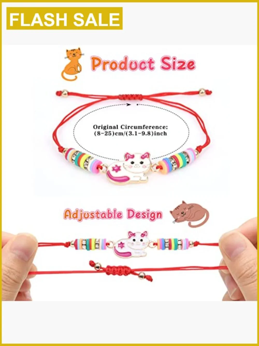 12Pcs Cute Cat Charm Friendship Bracelets for Girls Toddler Play Jewelry